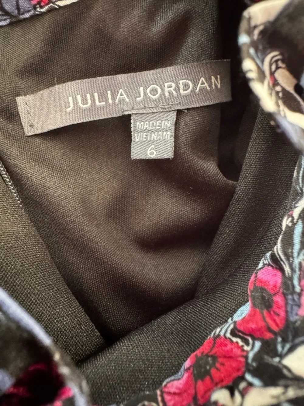 JULIA JORDAN Floral Ruffle Neck Puff Short Sleeve Midi Dress Multicolor Sz 6